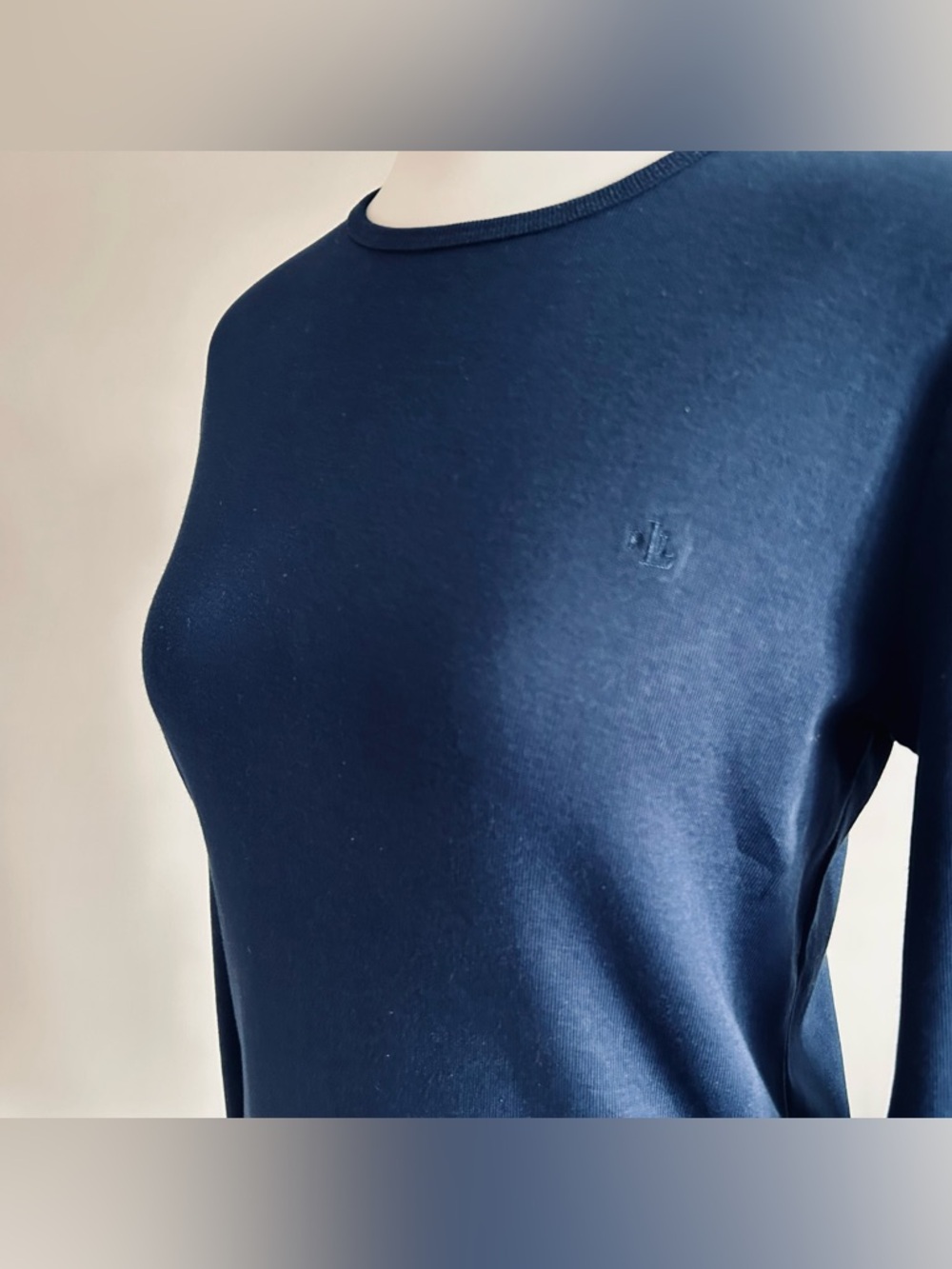 NWT Lauren Ralph Lauren “Capri” Navy Long Sleeved Cotton T-Shirt